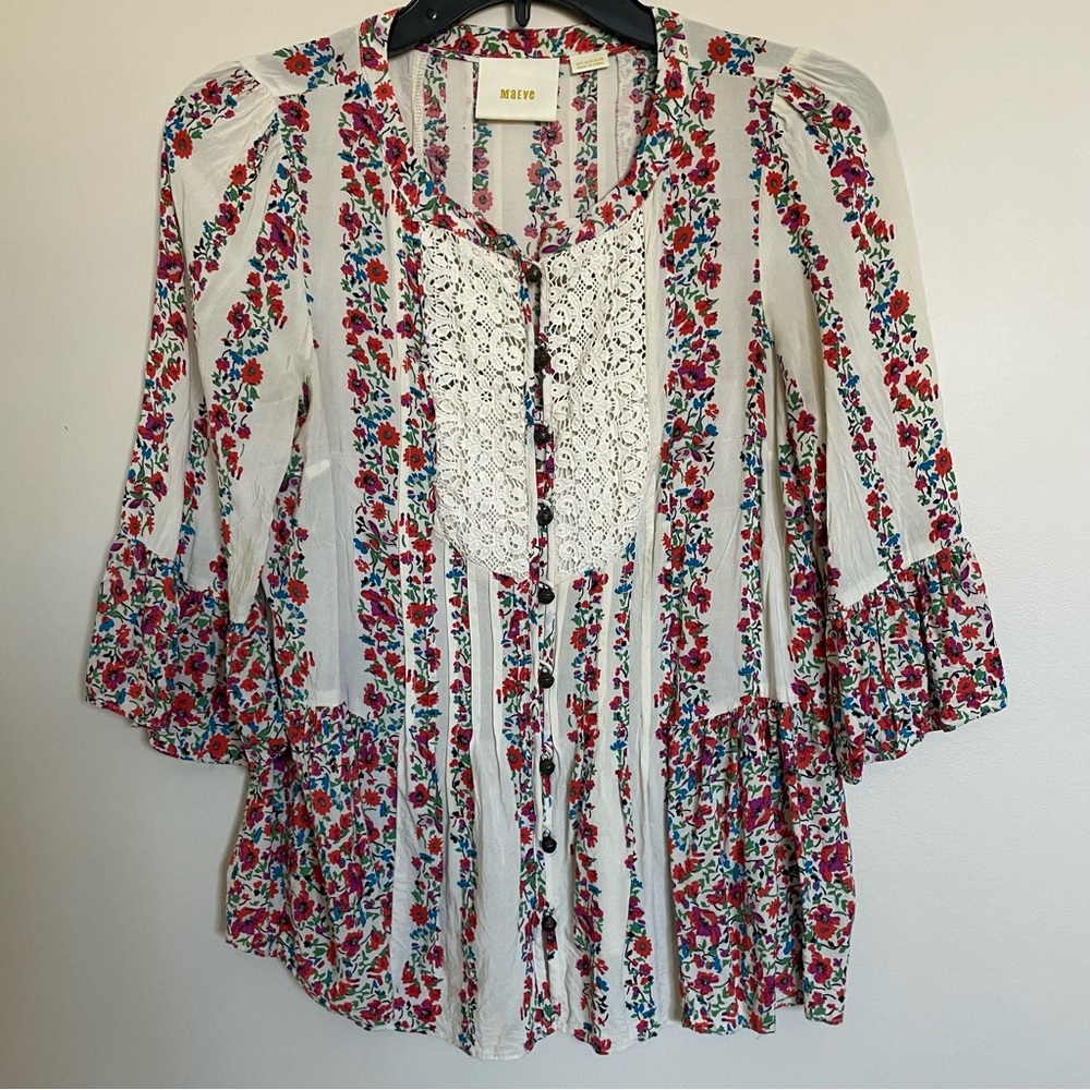 Anthropologie | Maeve Hiver Floral Blouse Size 4